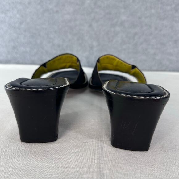 Donald J Pliner Women's sz 7.5 N Ronny Black Leather Slip On Square Toe 90s Y2K - Picture 4 of 11